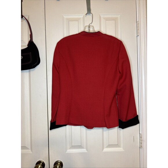 VTG 80s Dorby SZ 10 Red Vintage Blazer w Belted Waist Black Trim Princess Diana - Picture 6 of 9
